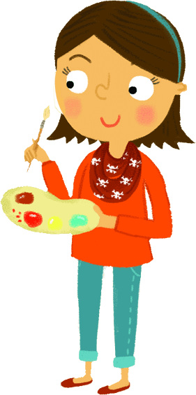 Girl with paintbriush and palette
