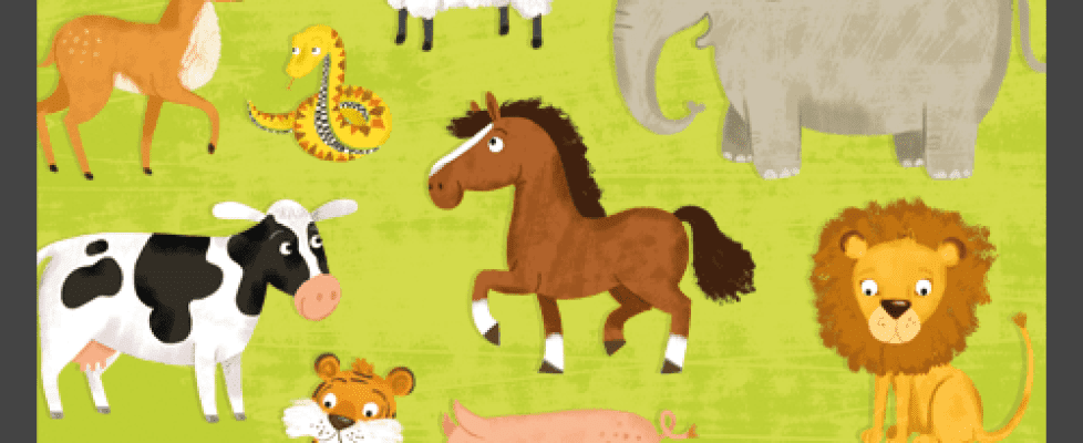 Illustration: Tv with animals