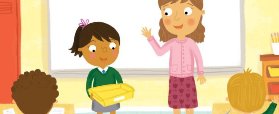 Illustration: Teacher with pupils in class