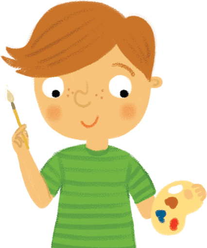 Illustration: Schoolboy with palette and brush