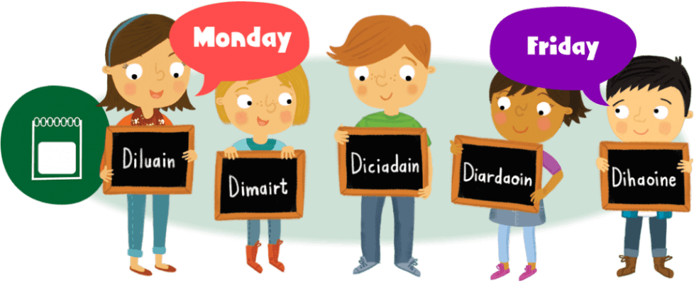 header days sml Kids showing chalkboards with days of the week