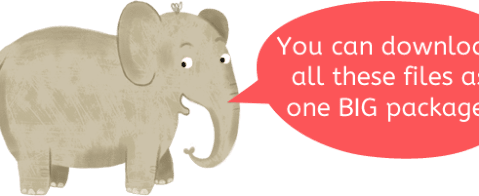 Illustration of elephant with speech bubble - zip file download
