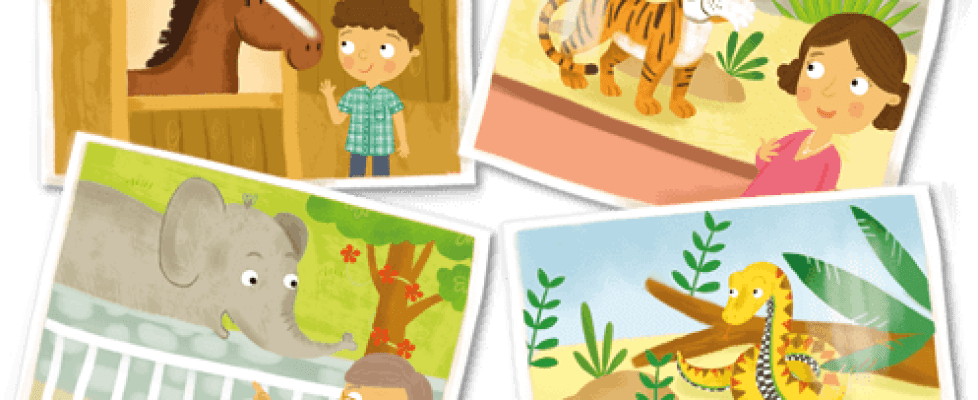 Illustrations - Animals - horse, tiger, elephant and snake